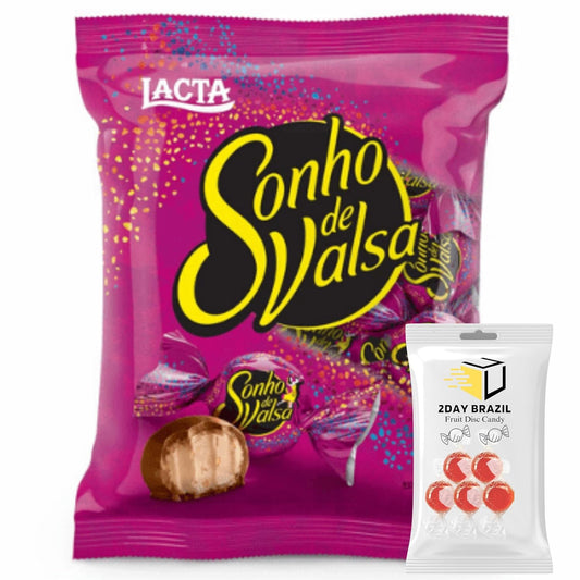 Lacta Sonho De Valsa Bombom Wafer Imported from Brazill 1kg (35.27 Oz) 2.2lb (Pack of 1) Bundle with 2DAY BRAZIL Fruit Disc Candy